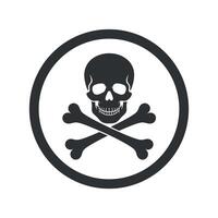 Simple black and white skull and crossbones warning sign graphic vector