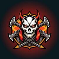 Red Demon Skull with Fiery Wings Basketball Emblem vector