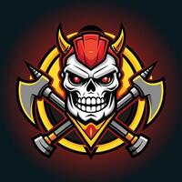 Flaming Winged Skull Basketball Icon Dark Style mascot design vector