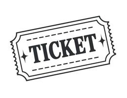 Simple black and white ticket icon with decorative edges vector