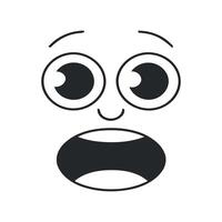 Surprised emoticon face with wide eyes and open mouth vector