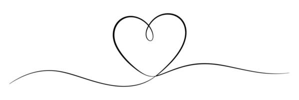 Elegant black line art heart design with flowing lines vector