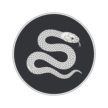 Stylish monochrome snake graphic design in a circular frame vector