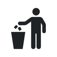 Person Throwing Trash In A Bin Icon vector