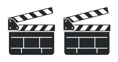 Two black and white movie clapperboards isolated on white background vector