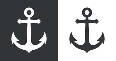 Two contrasting anchor icons in white and black on a dark and light background vector