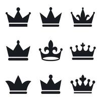Collection of Various Crown Icons in Flat Style vector