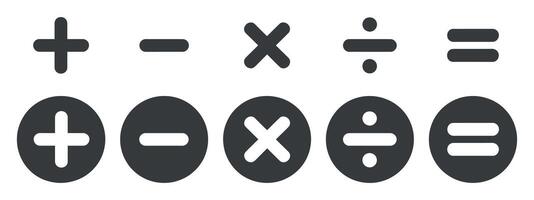 Basic Math Symbols Set in Circles vector
