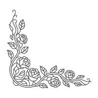 Ornate Corner Design with Roses and Leaves in a Decorative Style vector