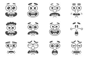 Set of twelve cartoon faces with various expression vector