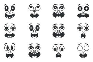 Collection of Cartoon Faces with Various Expressions vector