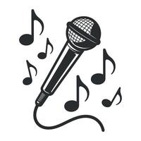 Vintage Style Microphone with Music Notes vector