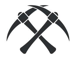 Crossed pickaxes icon in a flat style vector