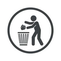 Person Throwing Trash in a Trash Can Icon vector