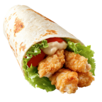A chicken wrap with lettuce and tomatoes png