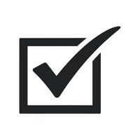 Simple black and white check mark icon in a box vector