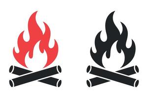 Campfire Icon in Red and Black vector