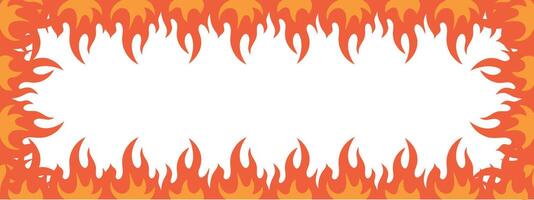 Orange and Red Fire Flames Border Design on White Background vector