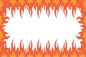 Orange and Red Flame Border Design on White Background vector