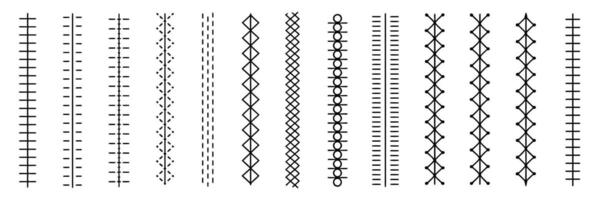 Set of decorative vertical stitching patterns for design elements vector