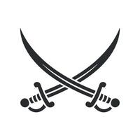Crossed swords graphic design in black and white vector