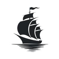 Silhouette of a sailing ship on the water vector