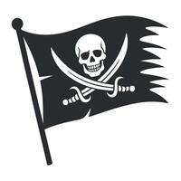 Classic Black Pirate Flag with Skull and Crossbones vector