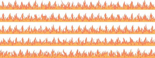 Horizontal Seamless Pattern of Cartoon Flames on White Background vector