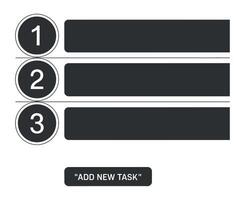 Simple numbered list template with add new task button vector