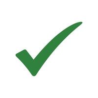 Simple green check mark icon on white background vector