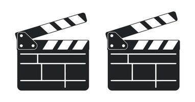 Simple black and white movie clapperboard icon vector