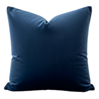 A square navy blue pillow isolated on a transparent background in a studio setting for home decor png