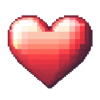 3d icon Digital red pixelated heart representing romantic connection, glowing against transparent background, symbolizing modern love technology png
