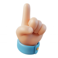 raised cartoon hand icon pointing upward with 3d index finger, isolated on transparent background, signaling communication and highlighting key information png