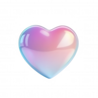Glossy pastel 3d heart icon symbolizing romantic feelings, floating against background, ideal for valentine's graphic design and love themed digital projects png