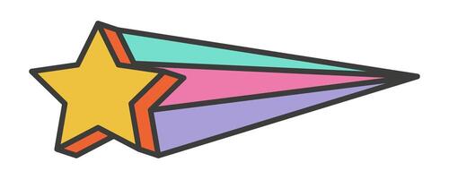 Multicolored rainbow star icon with a tail vector