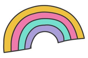 Rainbow icon in clouds with stars vector