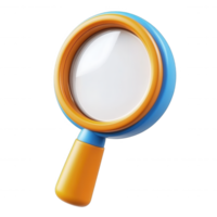 3d icon magnifying glass with colorful transparent and Isolated lens, symbolizing searching and discovery frame png