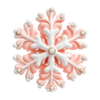 3d icon glossy elements. featuring pink gradient snowflake sparkling against transparent background, ideal for winter graphic colors, Isolated transparent png