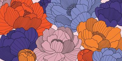 Colorful floral design with abstract lines vector