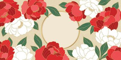 Floral design with peonies and leaves vector