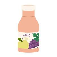 Assorted juice and bubble tea bottles with fruits and straw. Summer cool drinks vector
