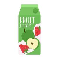 Summer cold drink carton, and bottles with different fruit flavors. vector