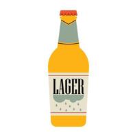 Various beer bottles with different labels and styles. Cool and cold summer drinks. vector