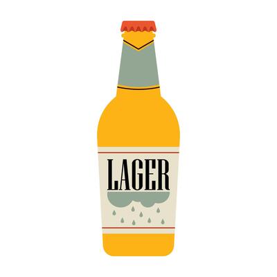 Various beer bottles with different labels and styles. Cool and cold summer drinks.
