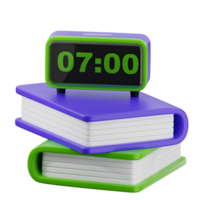 Alarm clock on stack of books png