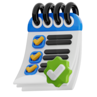 Complete task 3d illustration. daily task list icon. png