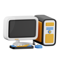 3d desktop computer with keyboard and mouse png