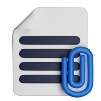 3d rendering document attached with blue paperclip png