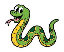Cartoon Snake with a Happy Expression and Decorative Pattern cheerful cartoon snake wide smile patterned body snake cartoon animal reptile cute happy green vector